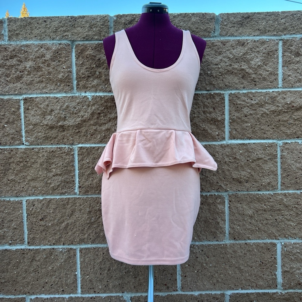Source Unknown Pink Peplum Mini Dress